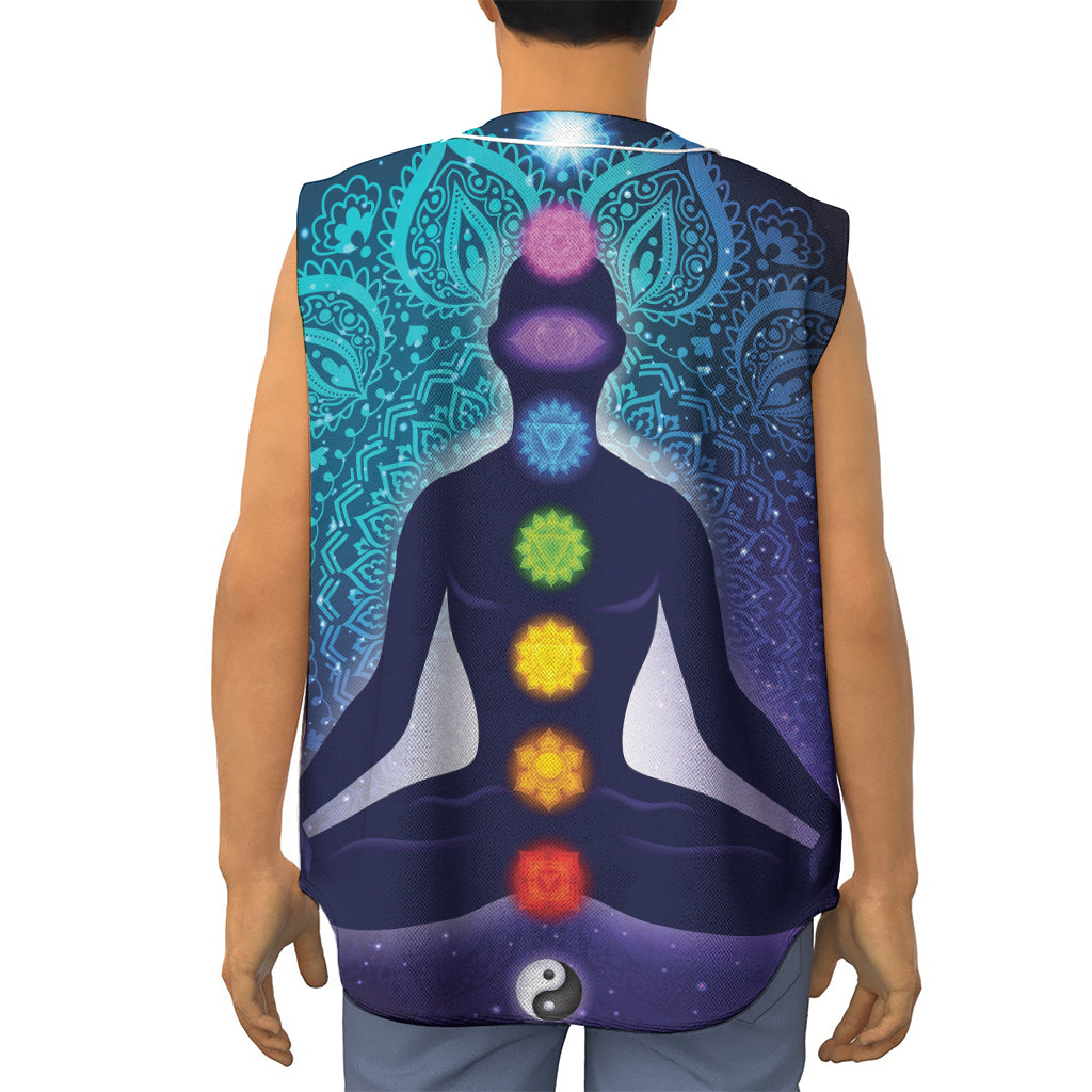 Nine Chakras Aura Print Sleeveless Baseball Jersey