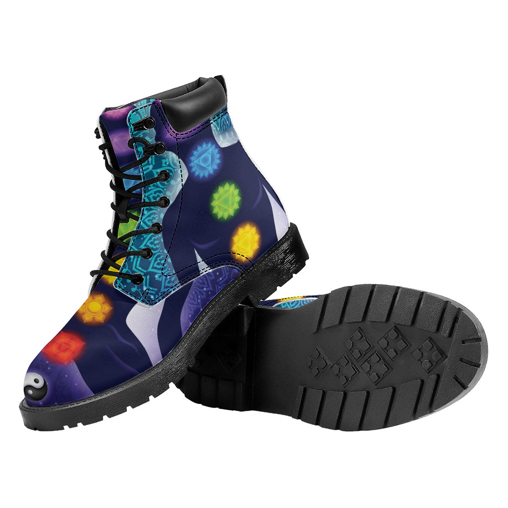 Nine Chakras Aura Print Work Boots