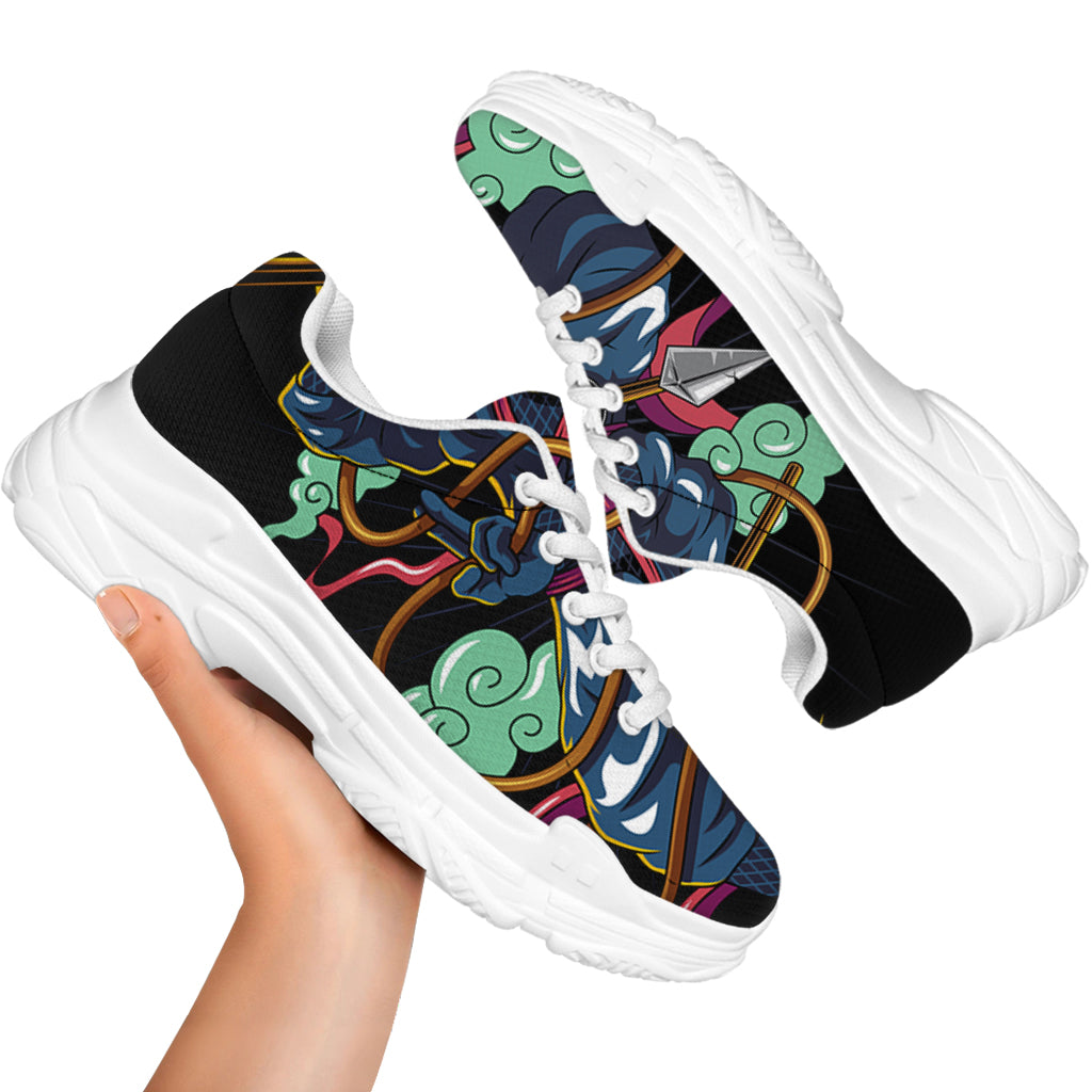 Ninja Warrior Print White Chunky Shoes