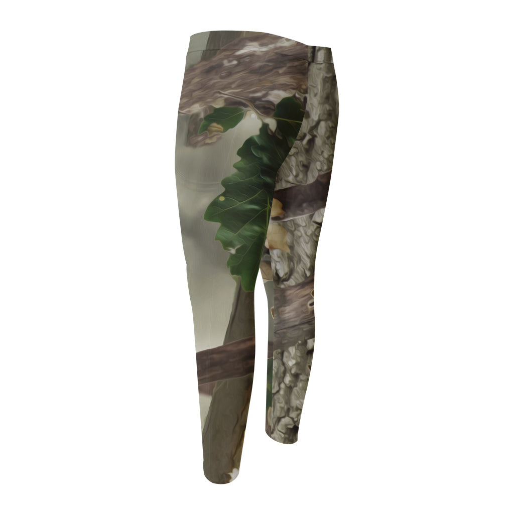 Oak Tree Hunting Camouflage Print Men's Compression Pants
