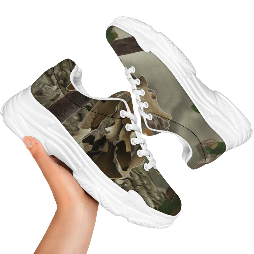 Oak Tree Hunting Camouflage Print White Chunky Shoes