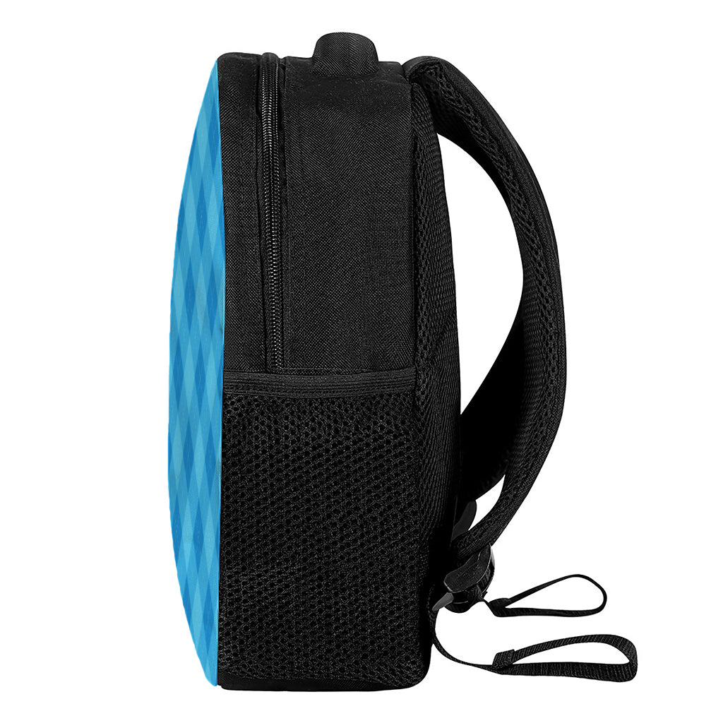 Ocean Blue Argyle Pattern Print Casual Backpack