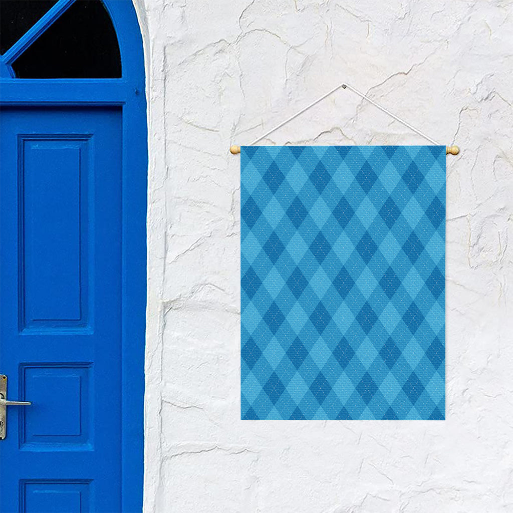 Ocean Blue Argyle Pattern Print Garden Flag