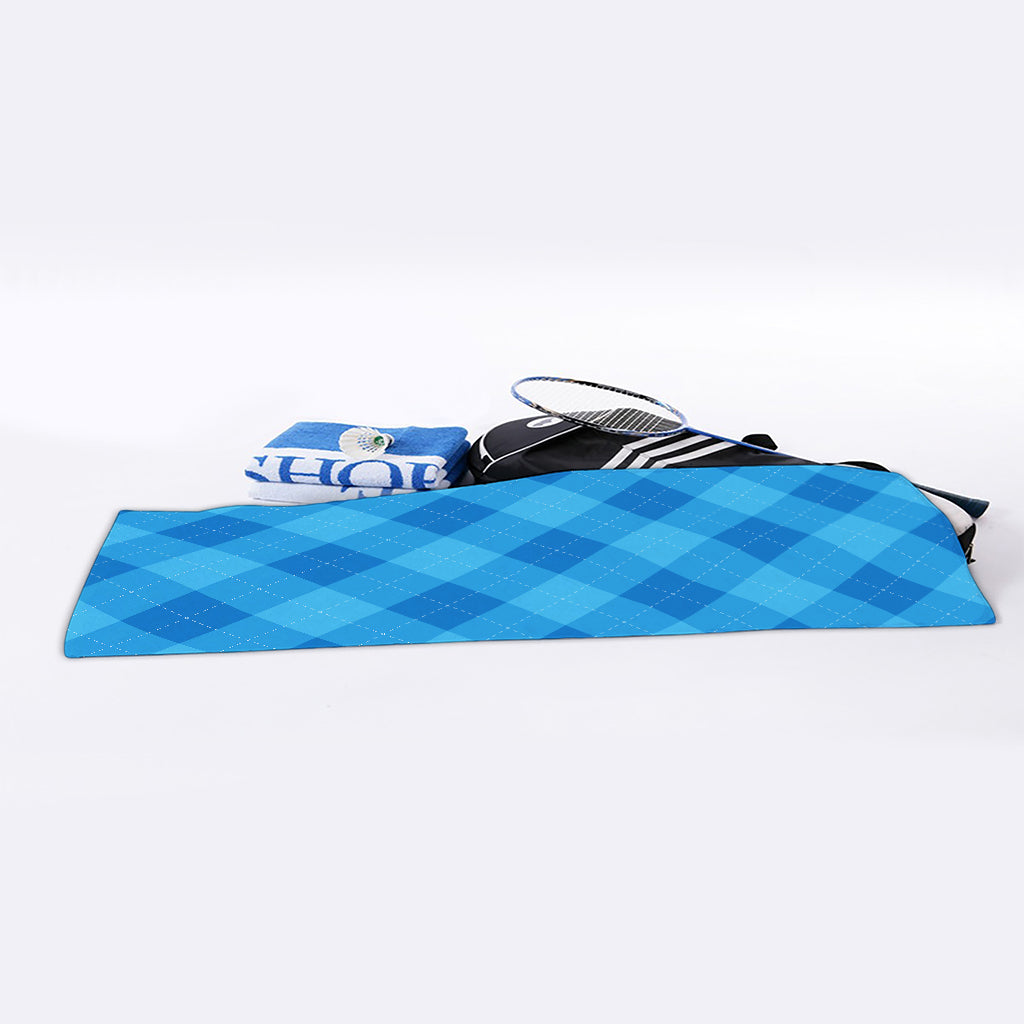 Ocean Blue Argyle Pattern Print Sports Towel