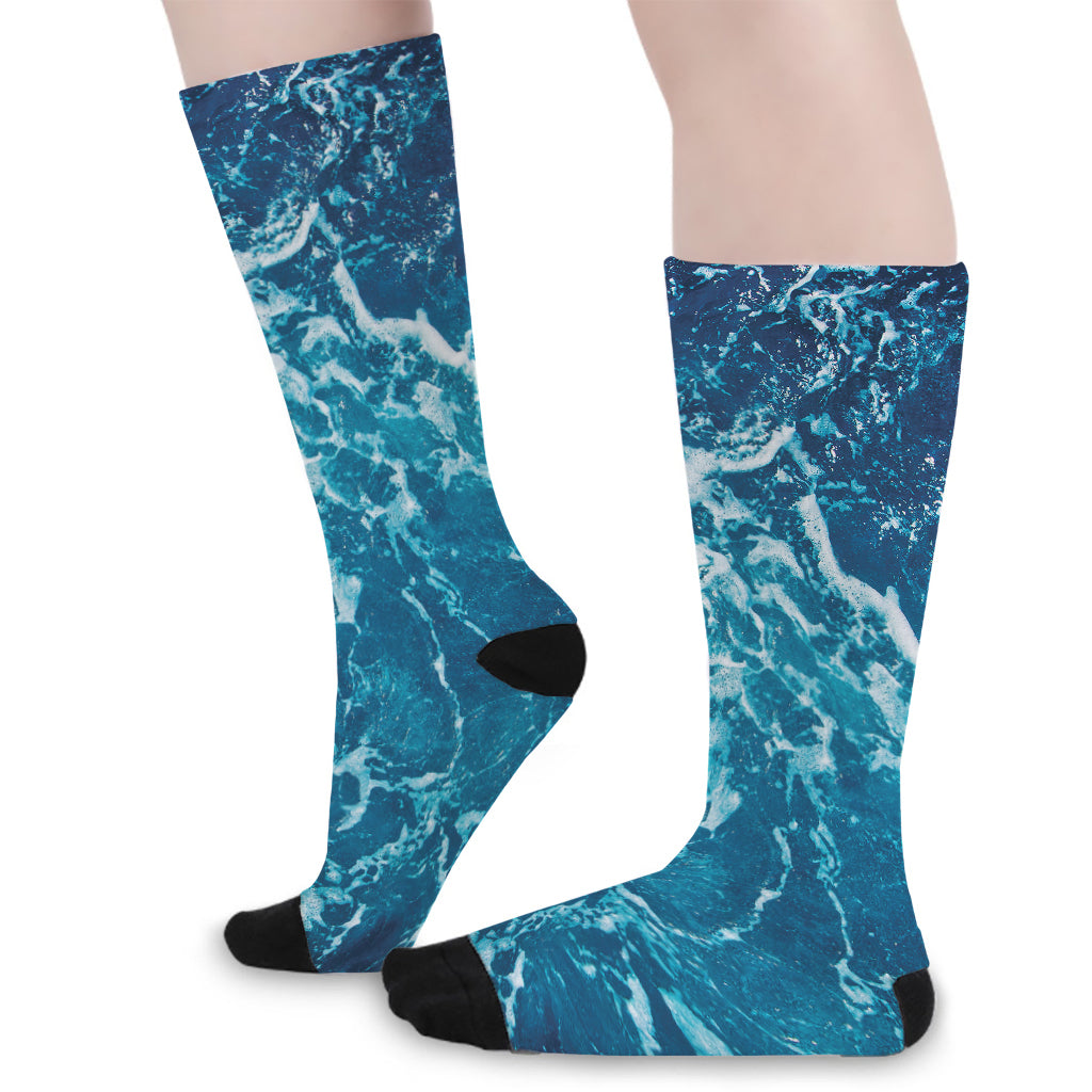 Ocean Surface Print Long Socks