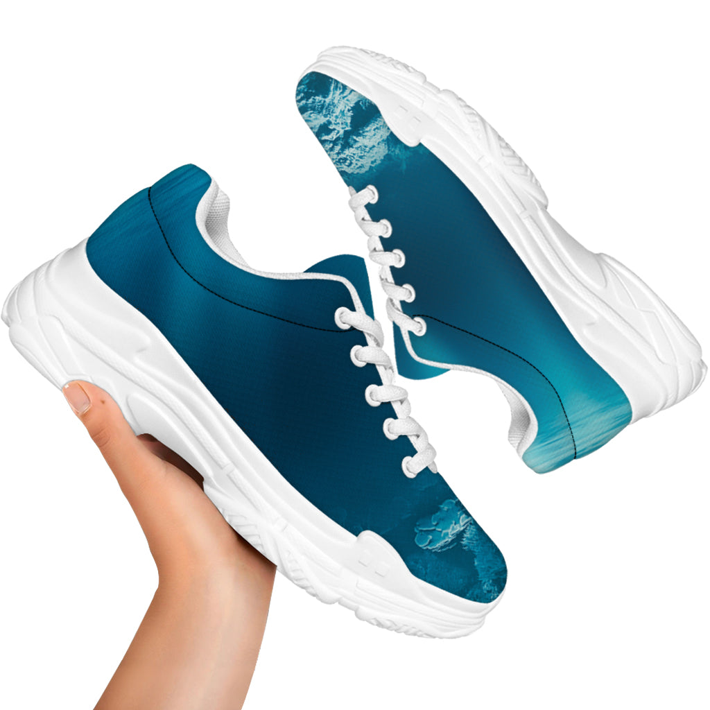 Ocean Underwater Print White Chunky Shoes