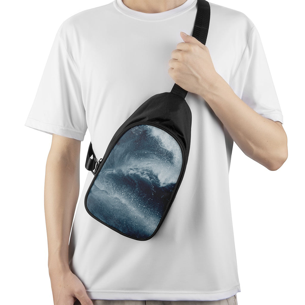 Ocean Wave Print Chest Bag