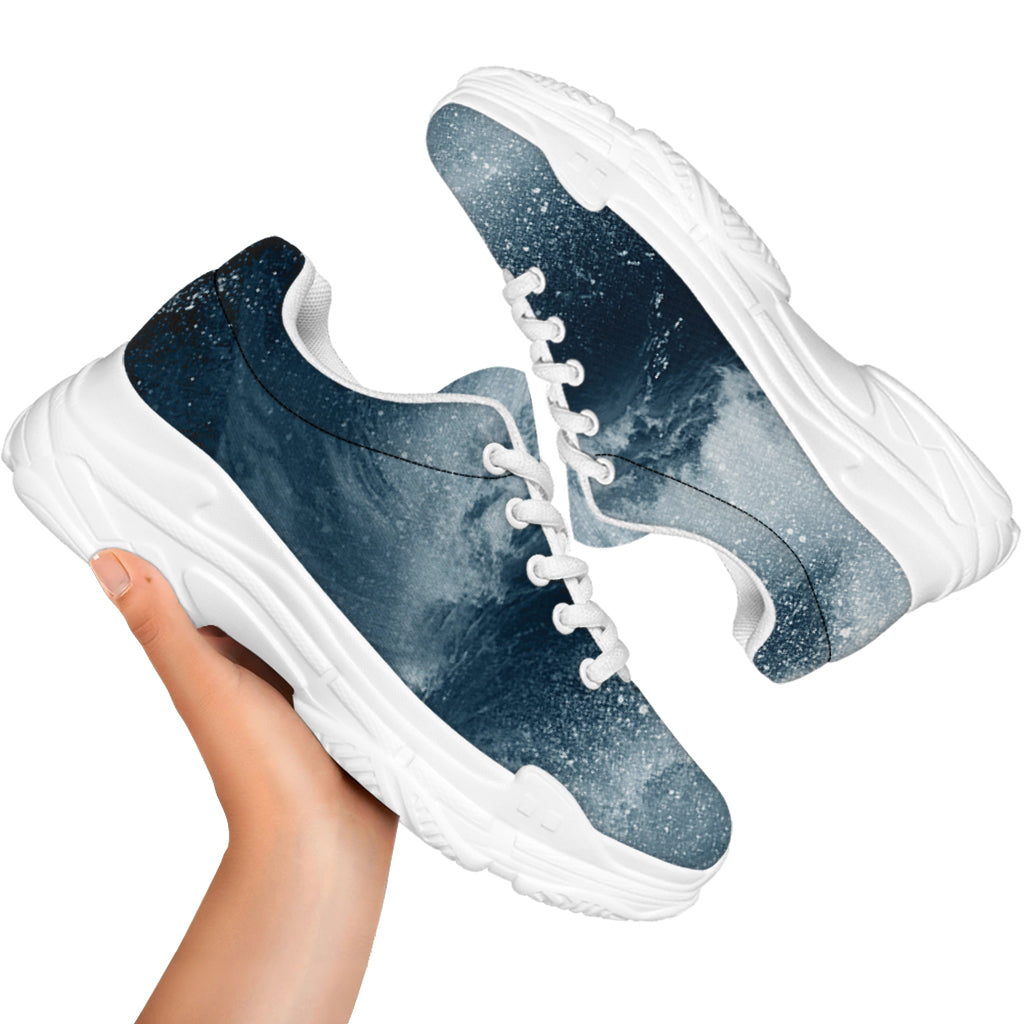 Ocean Wave Print White Chunky Shoes