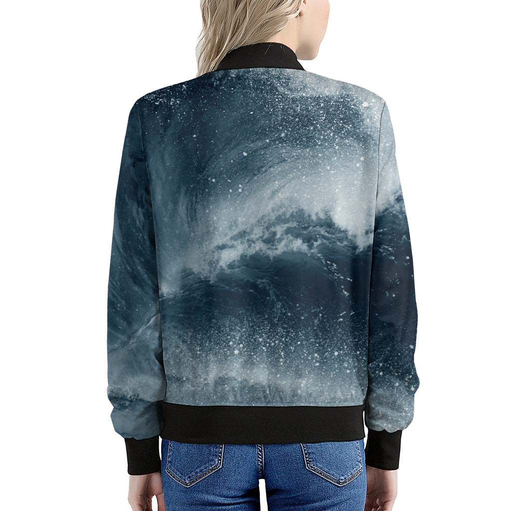 Ocean Wave Print Women's Bomber Jacket