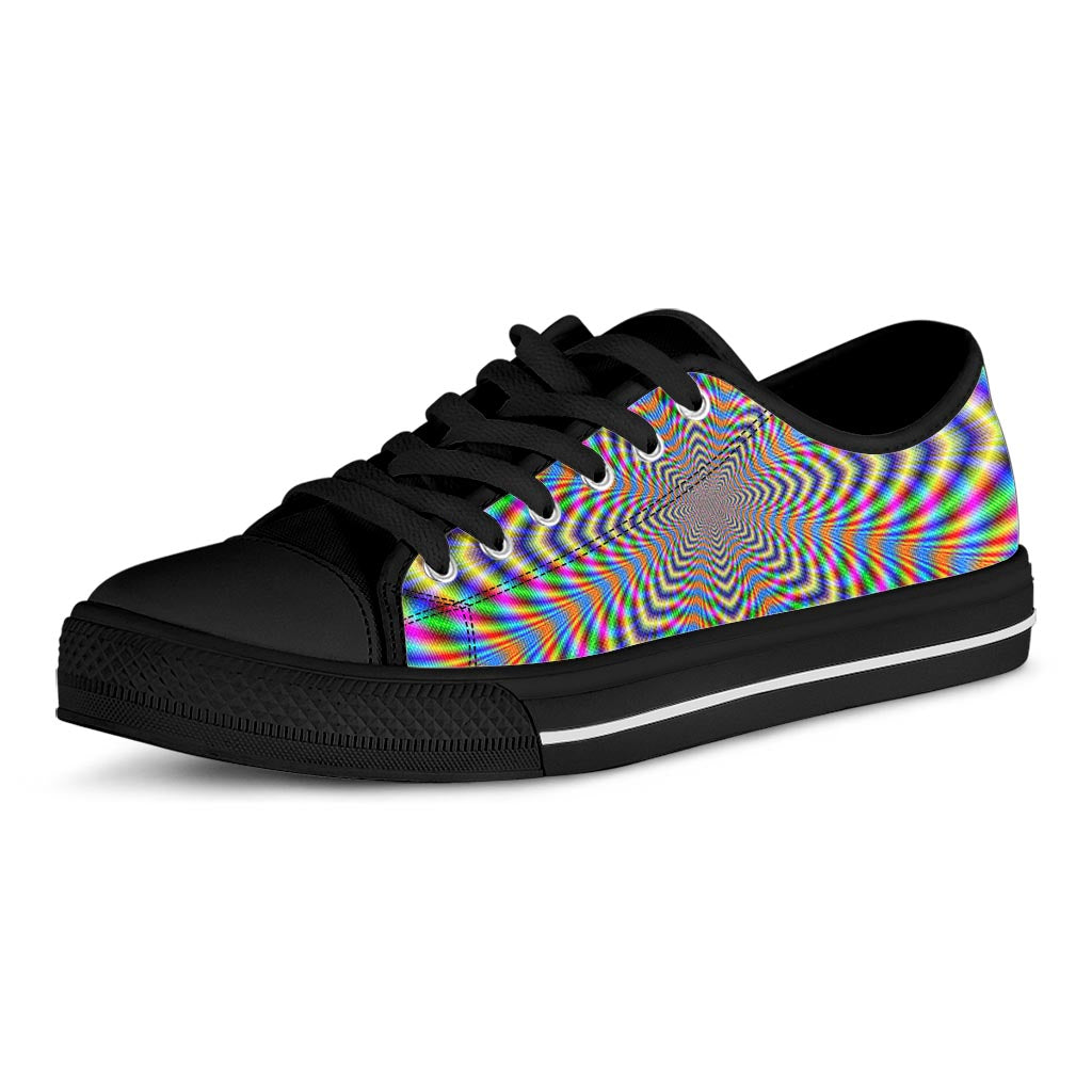 Octagonal Psychedelic Optical Illusion Black Low Top Sneakers