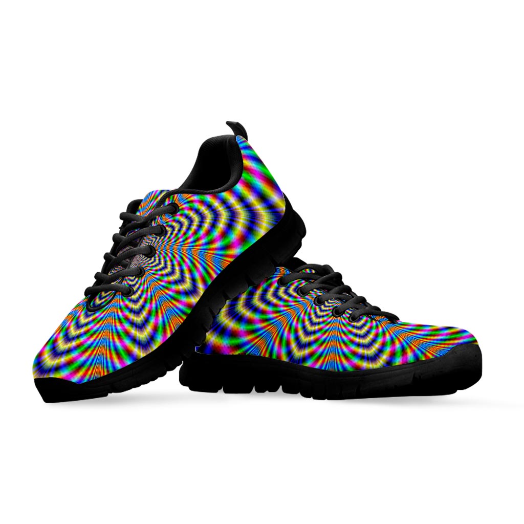 Octagonal Psychedelic Optical Illusion Black Running Shoes