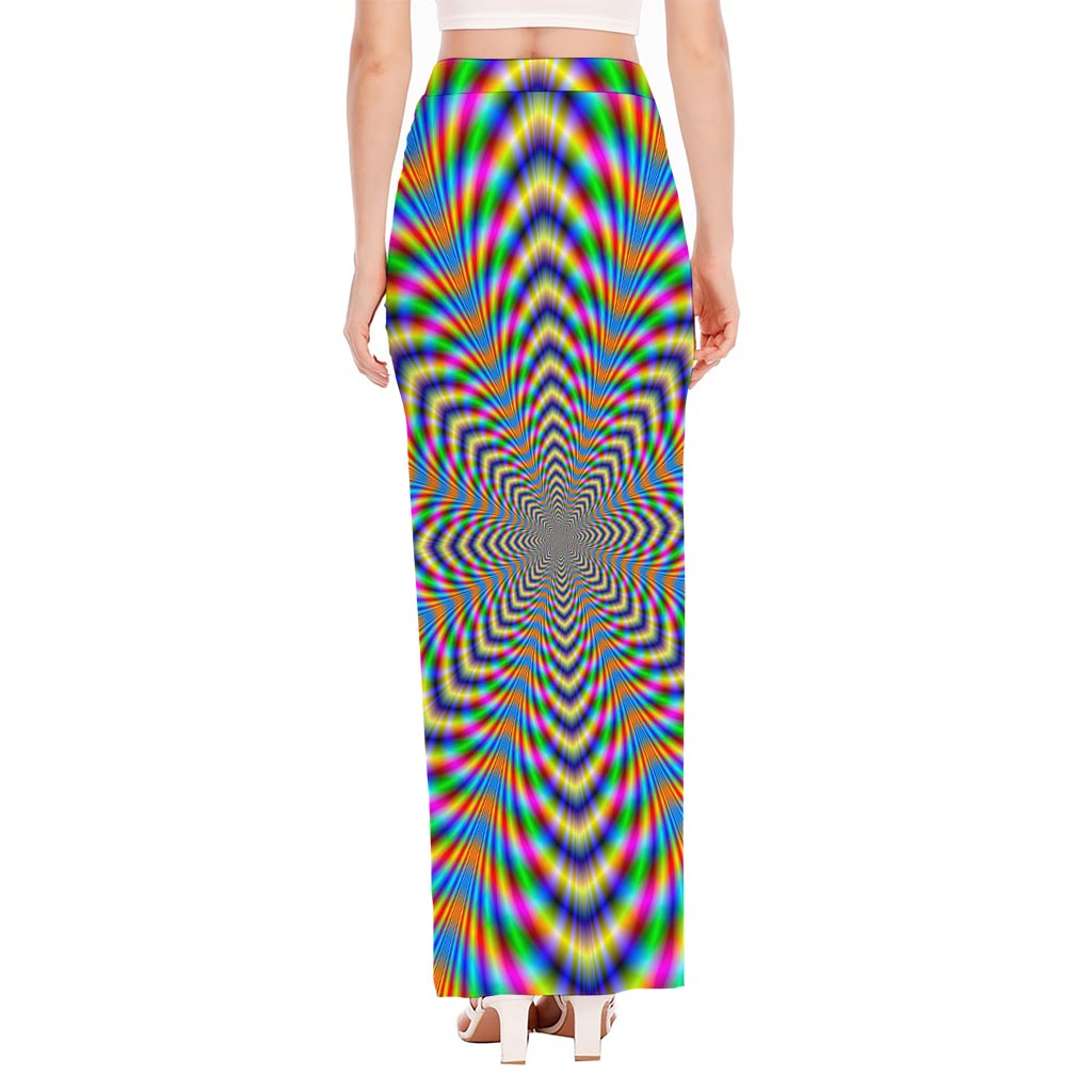 Octagonal Psychedelic Optical Illusion High Slit Maxi Skirt