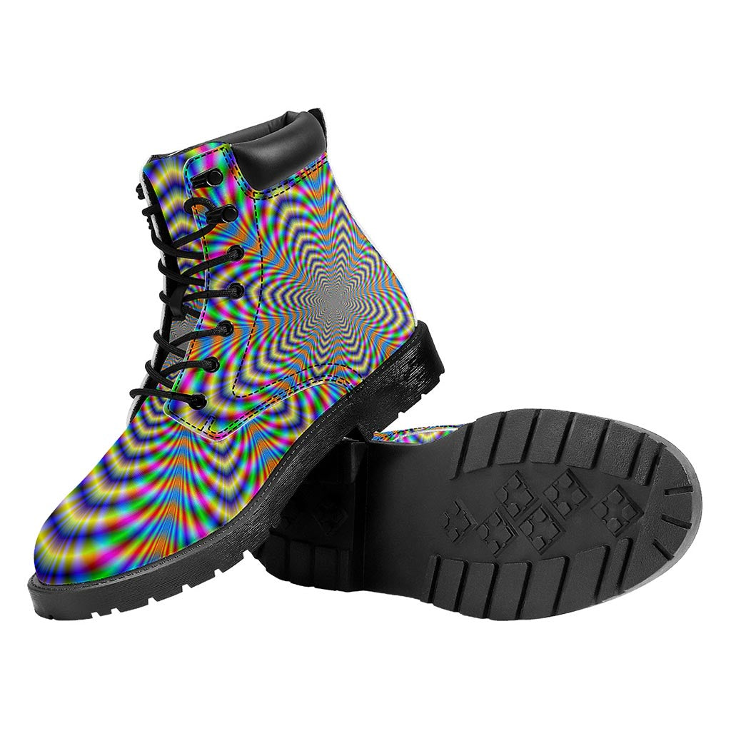 Octagonal Psychedelic Optical Illusion Work Boots