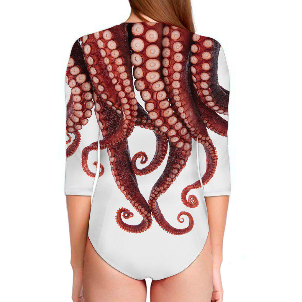 Octopus Tentacles Print Long Sleeve Swimsuit