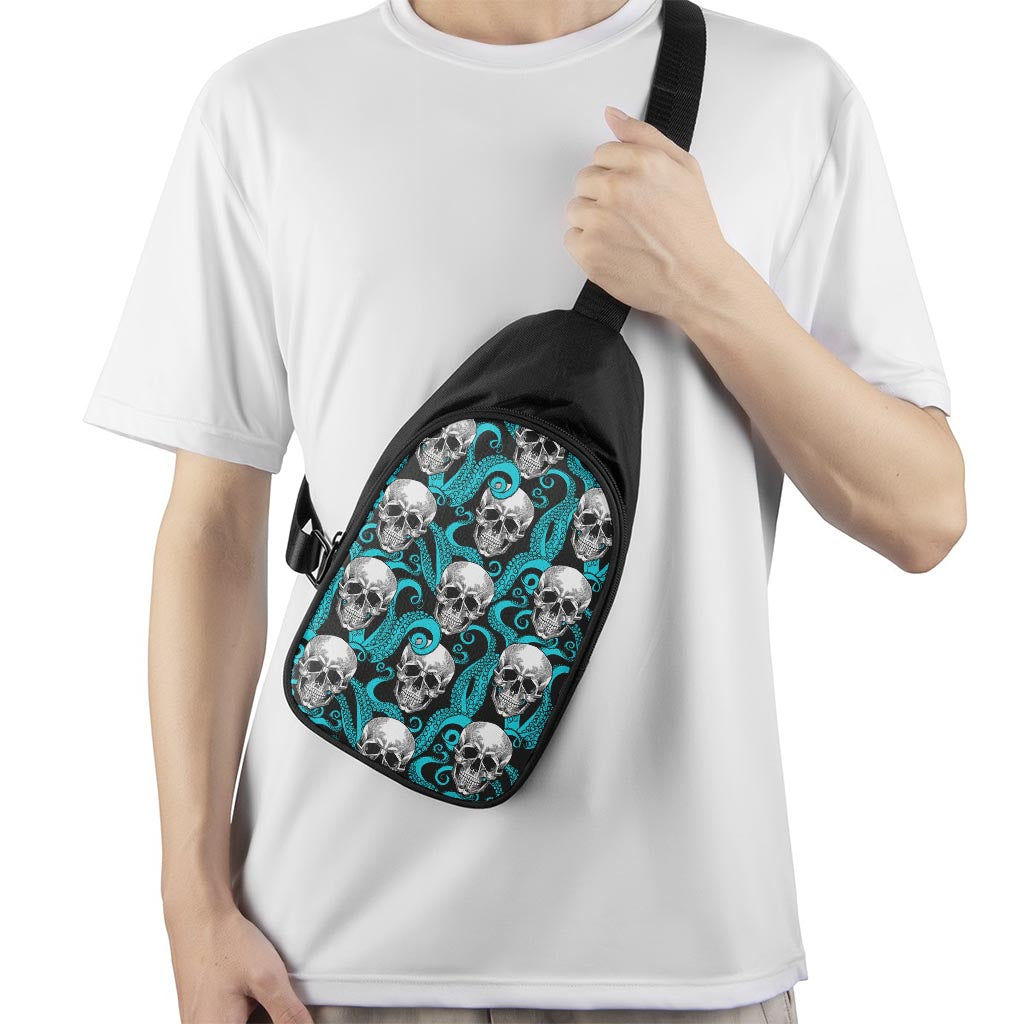 Octopus Tentacles Skull Pattern Print Chest Bag