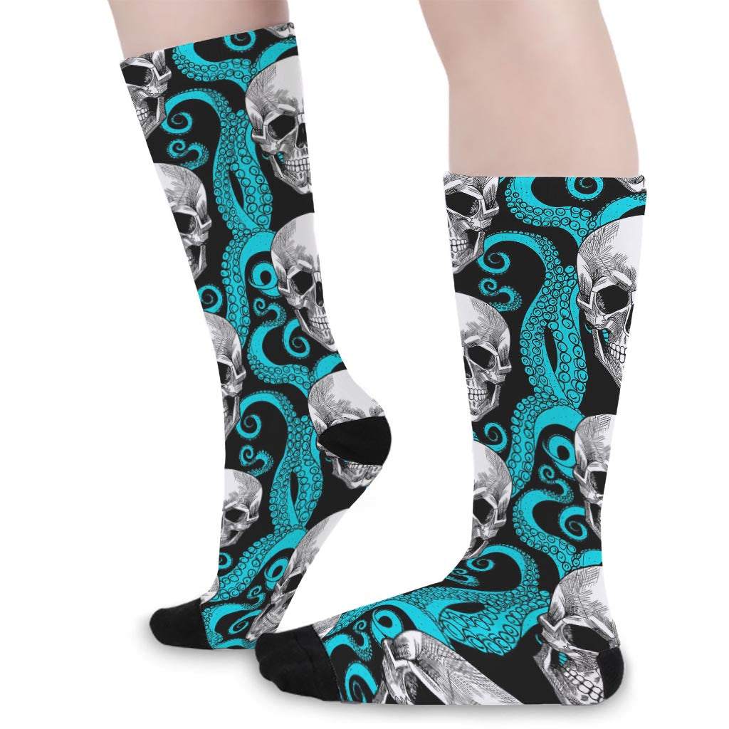 Octopus Tentacles Skull Pattern Print Long Socks