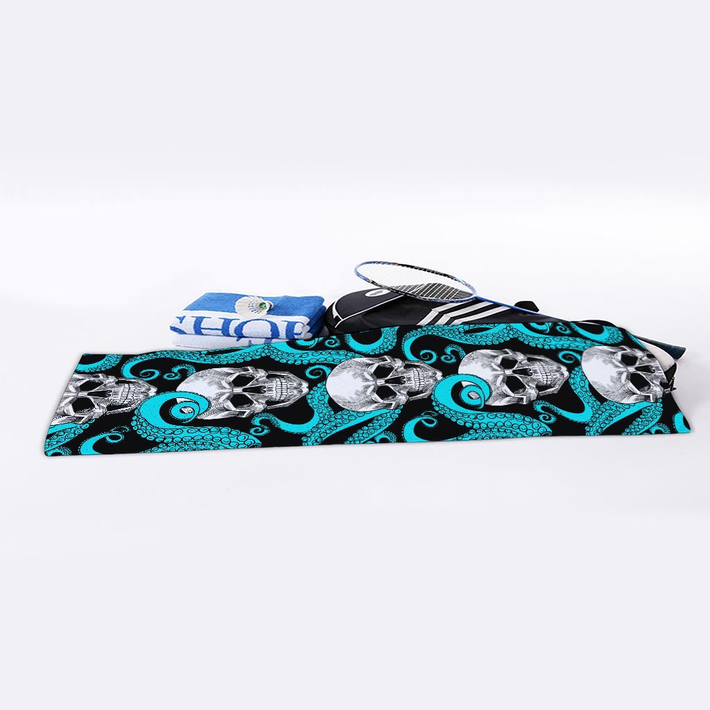 Octopus Tentacles Skull Pattern Print Sports Towel