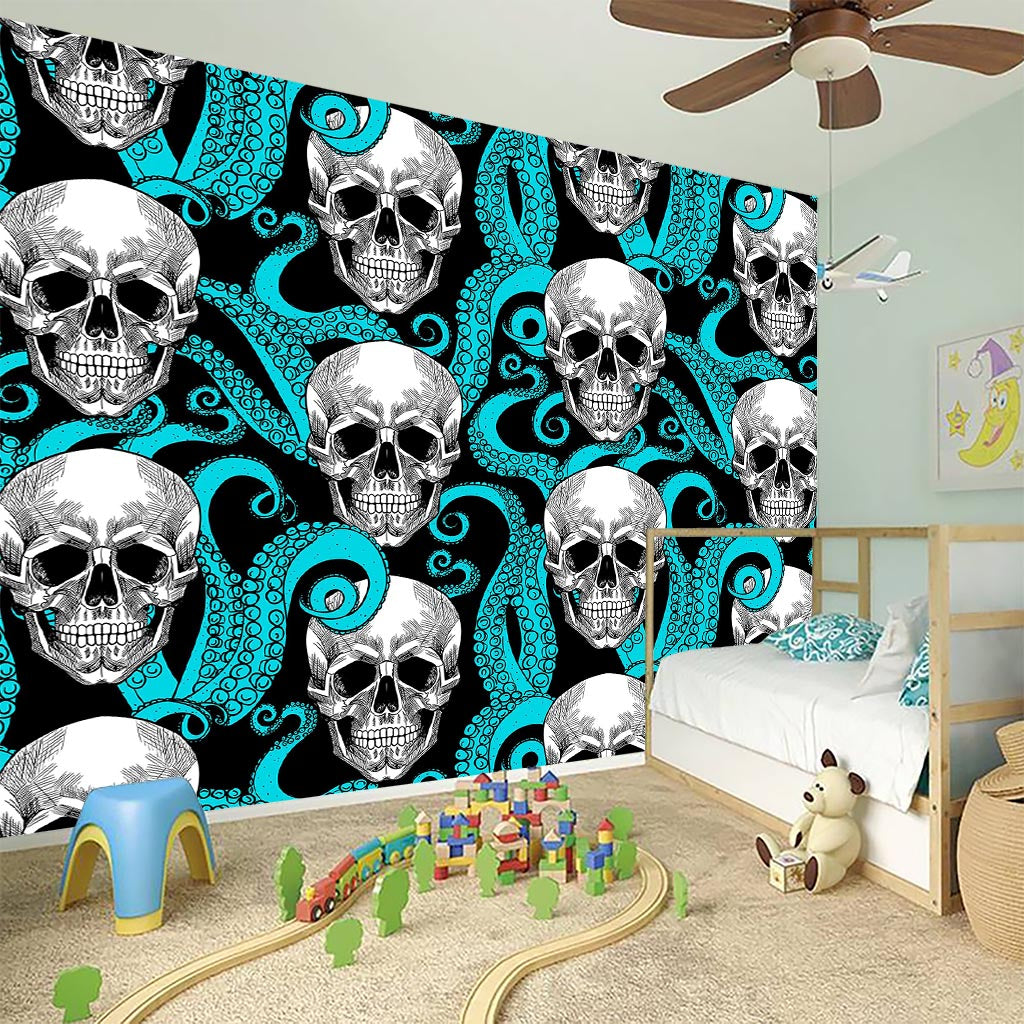 Octopus Tentacles Skull Pattern Print Wall Sticker