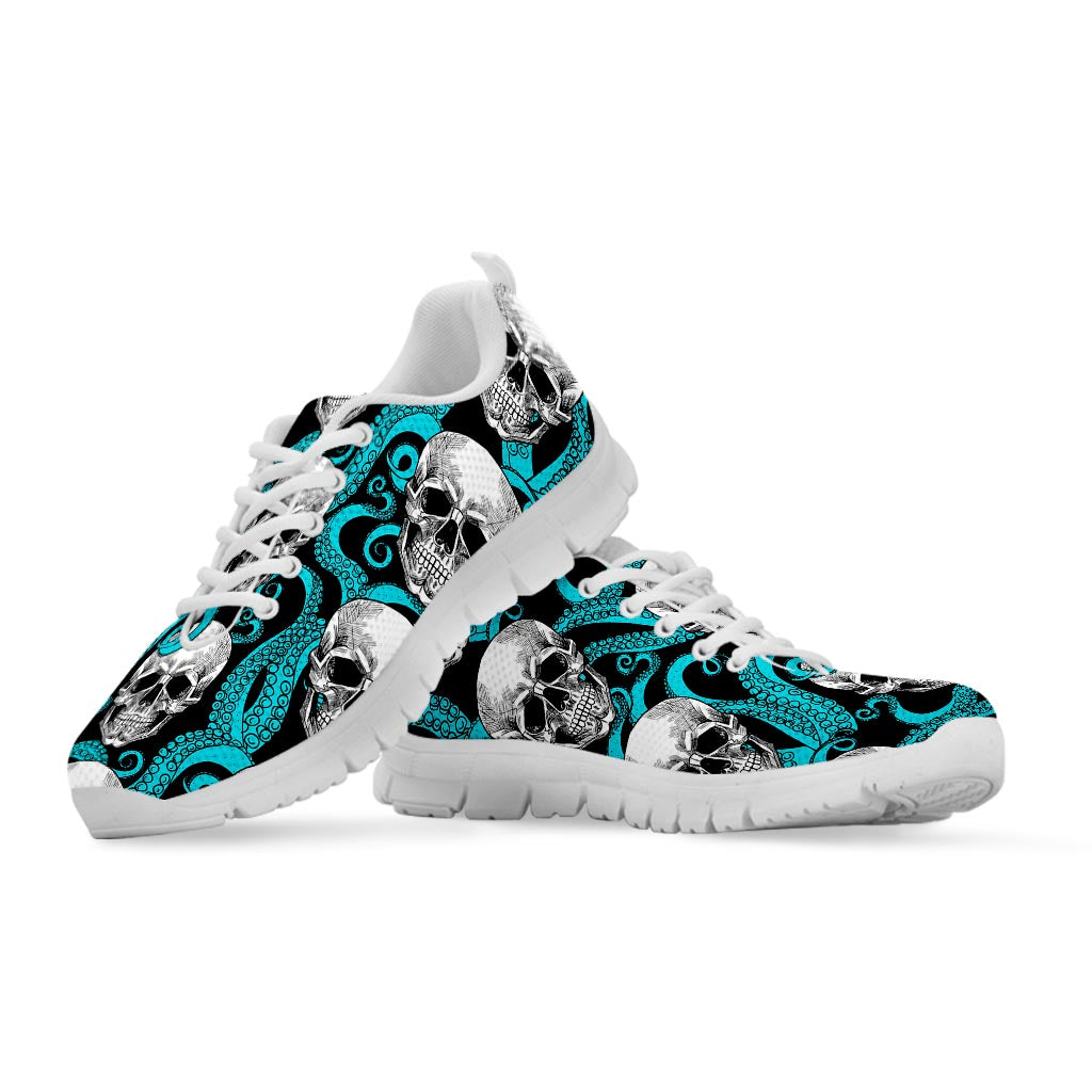 Octopus Tentacles Skull Pattern Print White Running Shoes