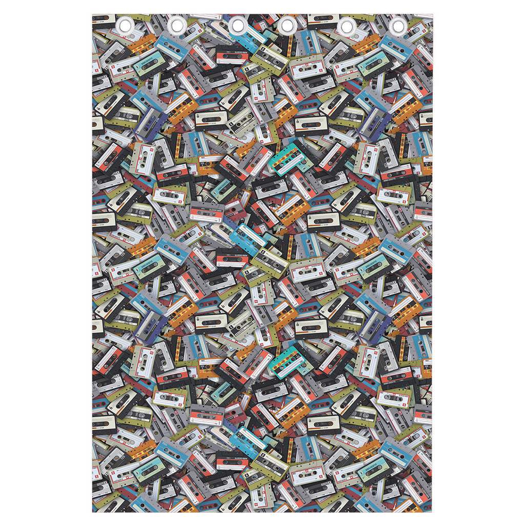 Old Cassette Tape Print Curtain