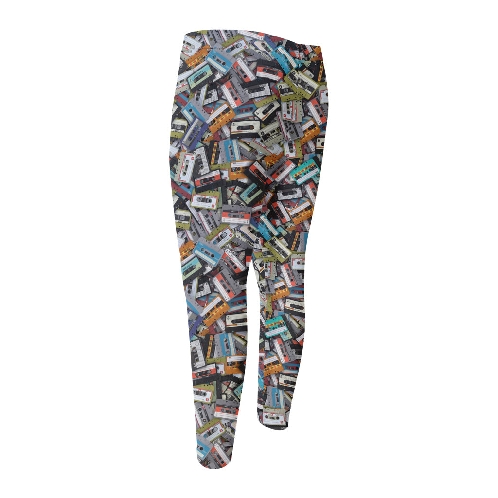 Old Cassette Tape Print Men's Compression Pants