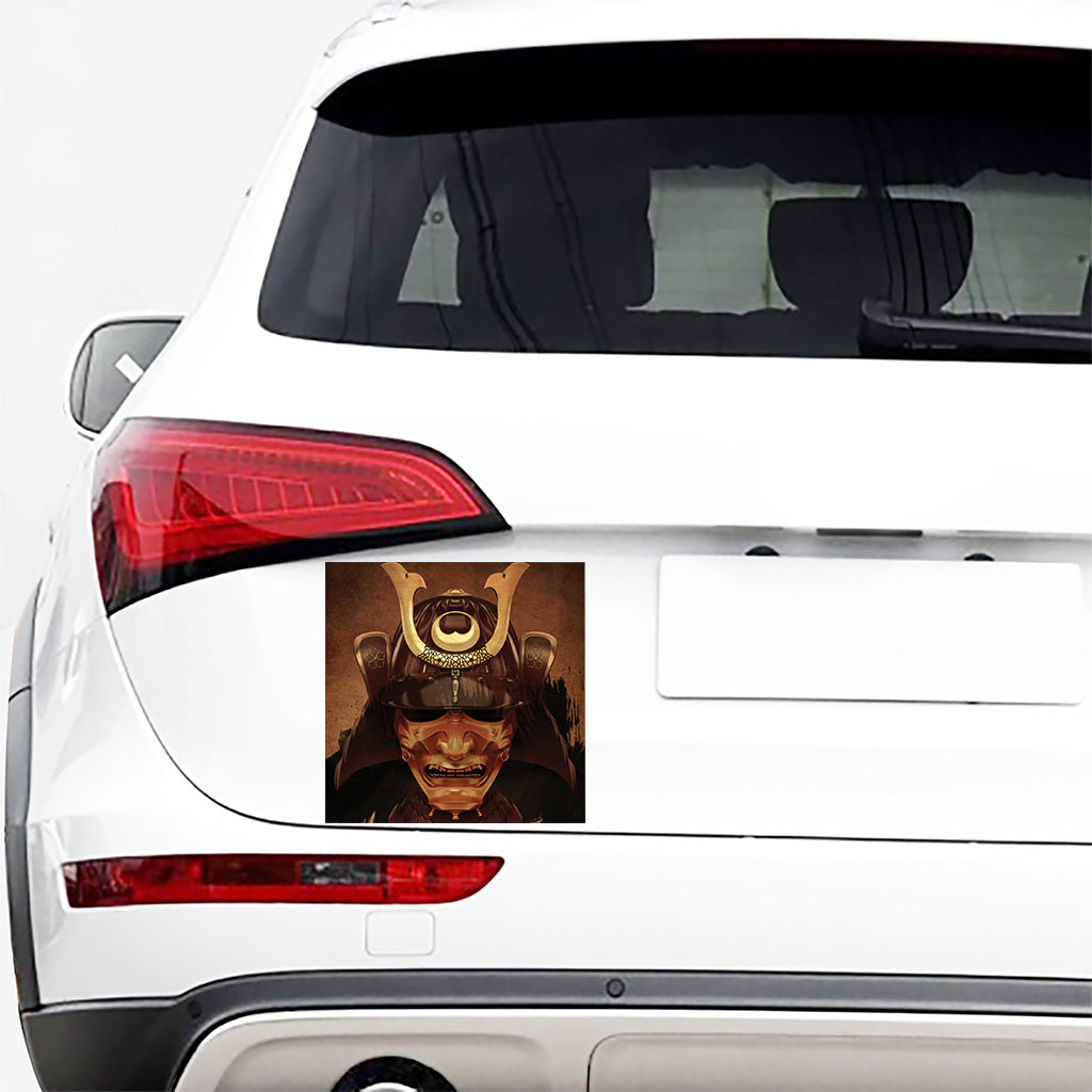 Old Japanese Samurai Mask Print Car Sticker