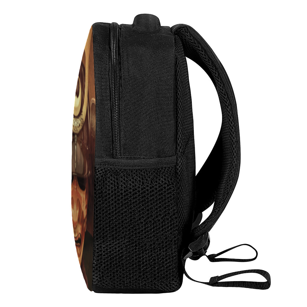 Old Japanese Samurai Mask Print Casual Backpack