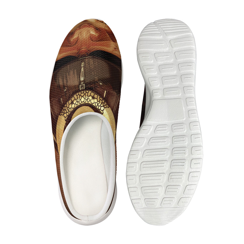 Old Japanese Samurai Mask Print Mesh Casual Shoes