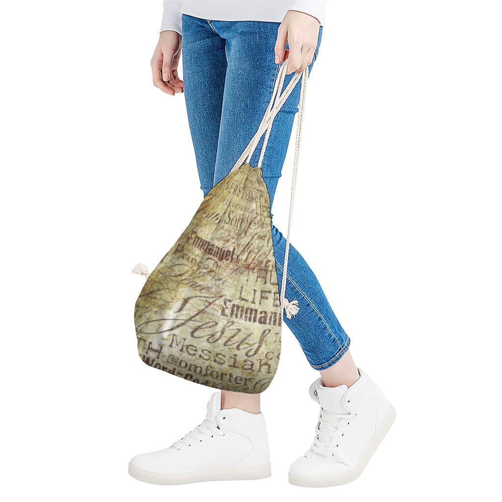 Old Religious Words Print Drawstring Bag