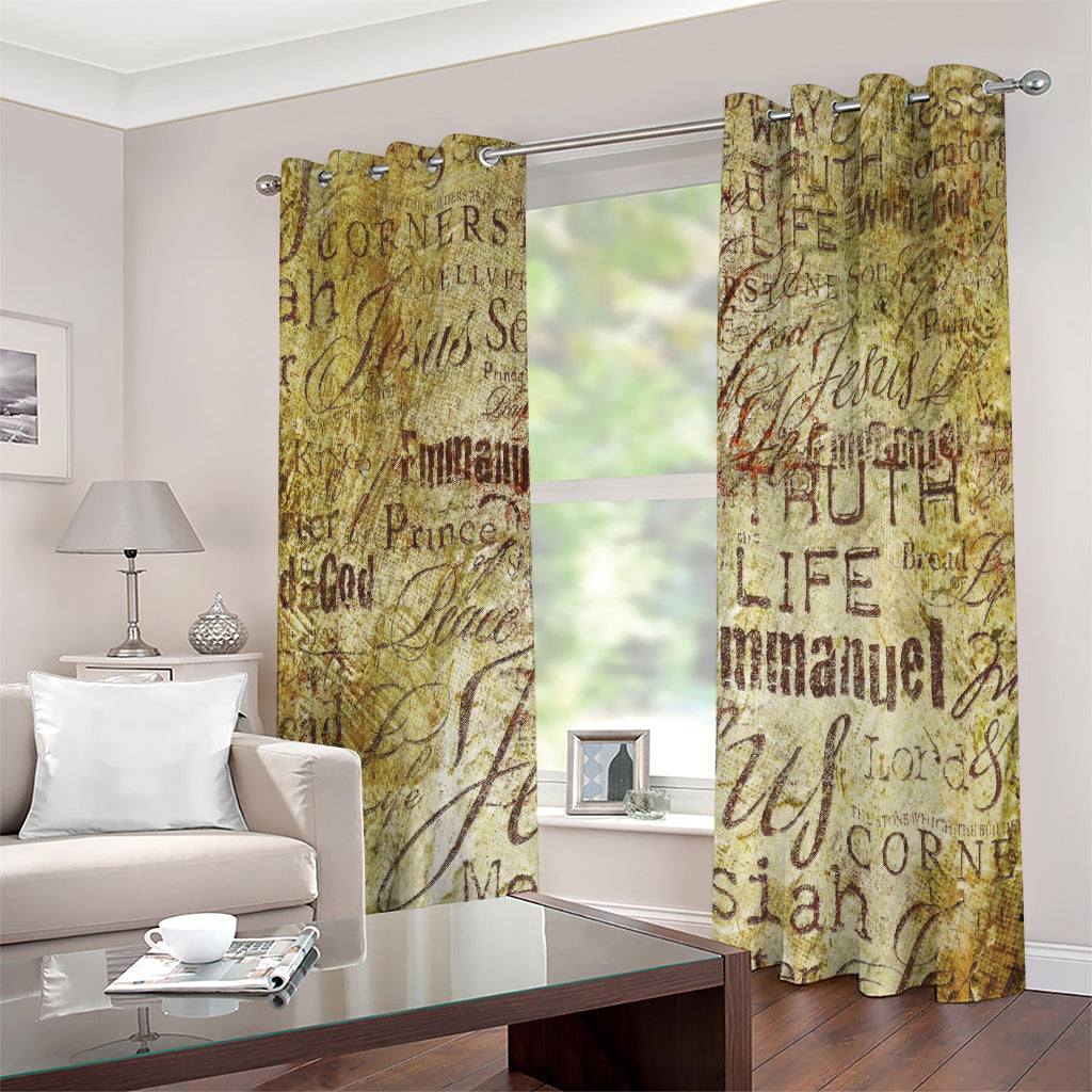 Old Religious Words Print Extra Wide Grommet Curtains