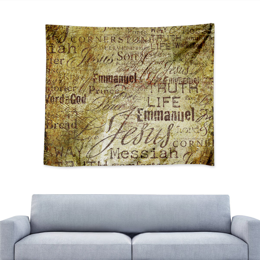 Old Religious Words Print Tapestry
