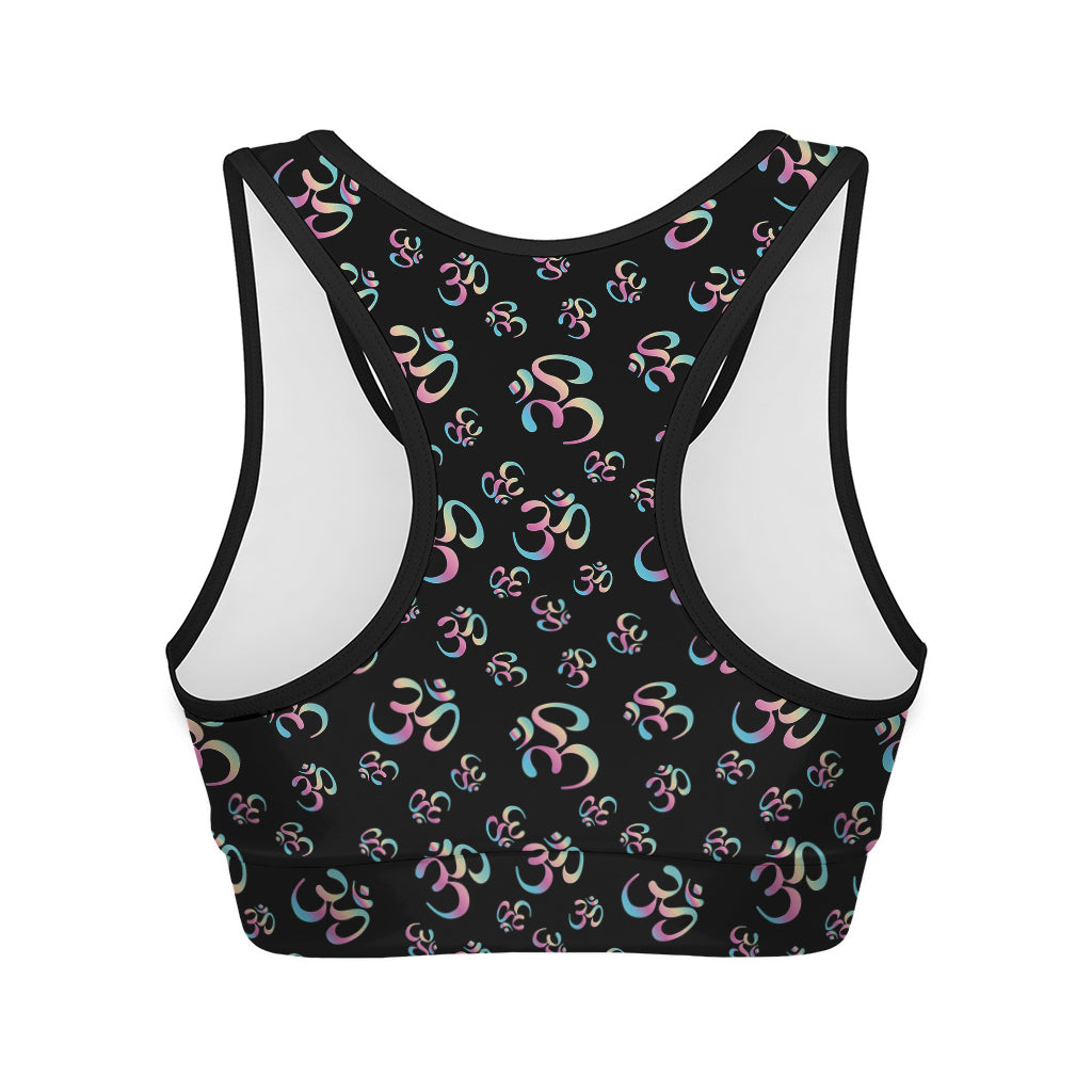 Om Sign Pattern Print Women's Sports Bra