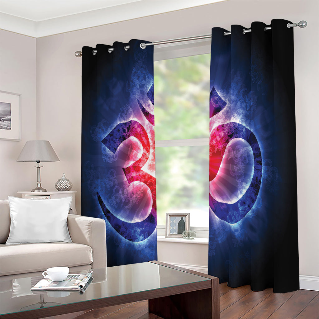 Om Sign Print Extra Wide Grommet Curtains