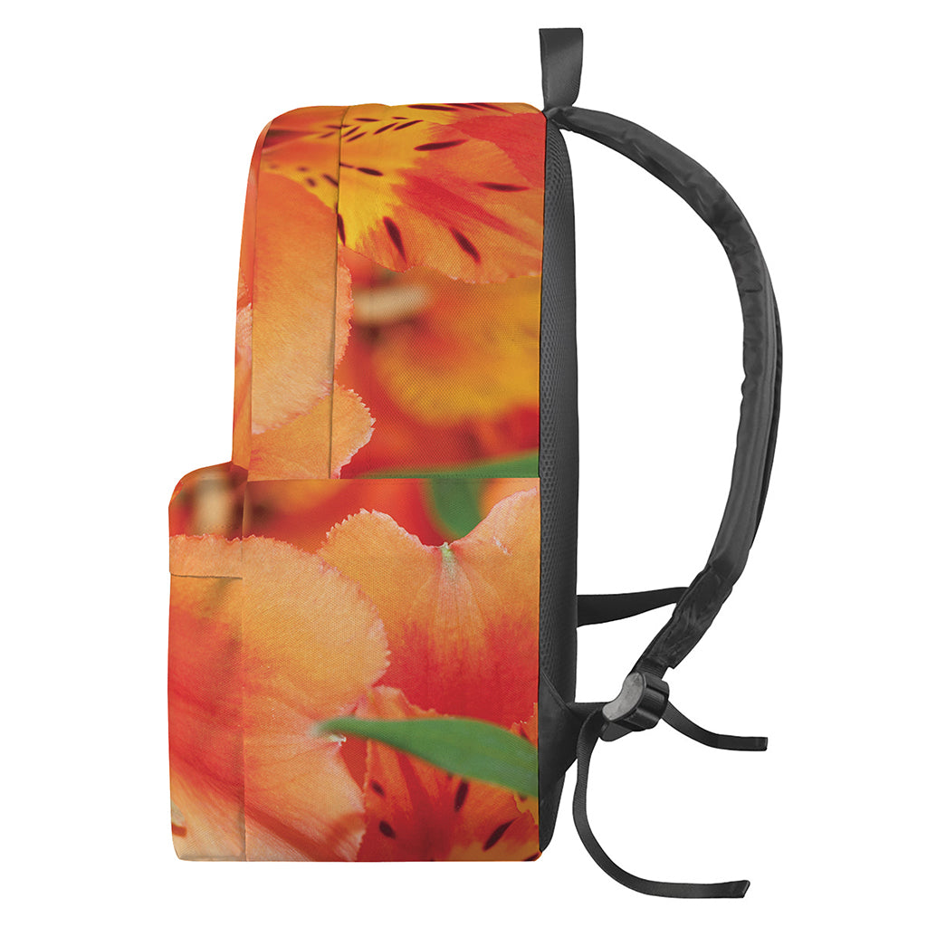 Orange Alstroemeria Print Backpack