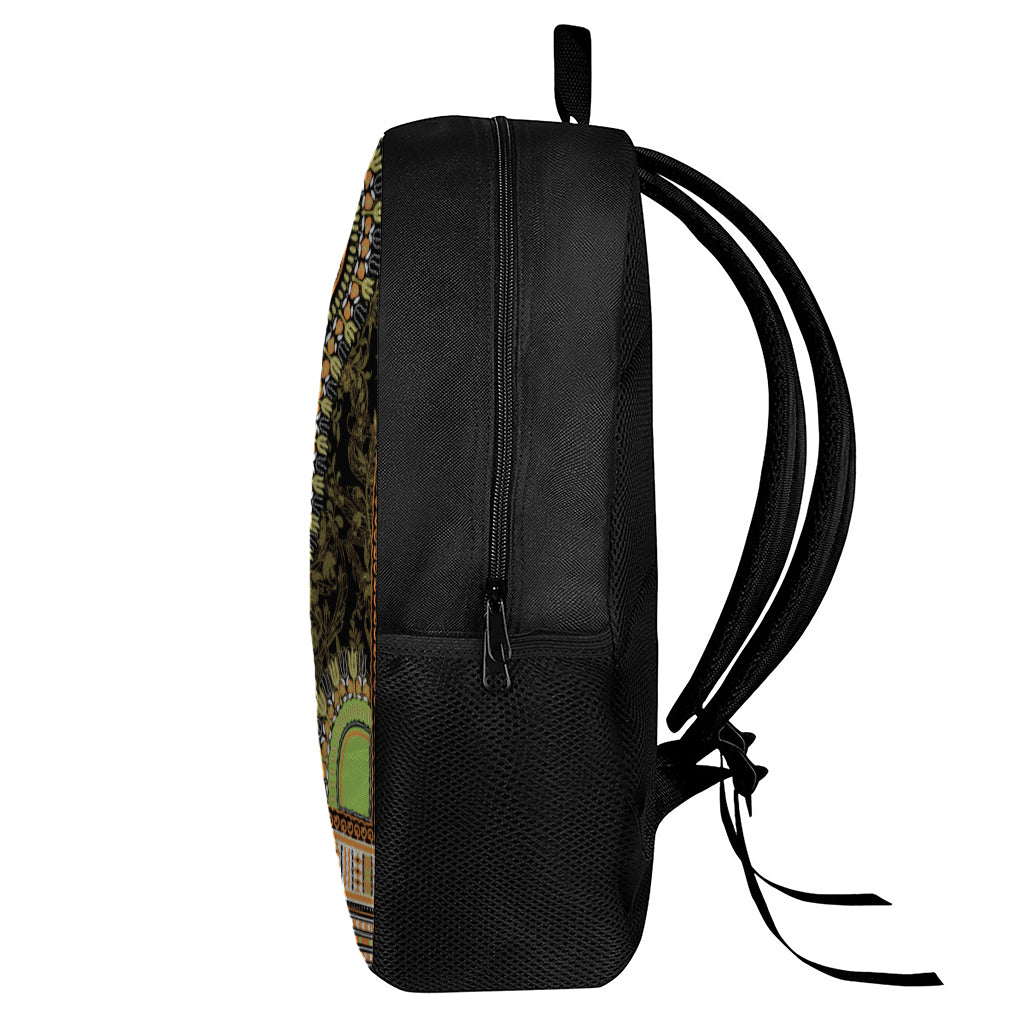 Orange And Black African Dashiki Print 17 Inch Backpack