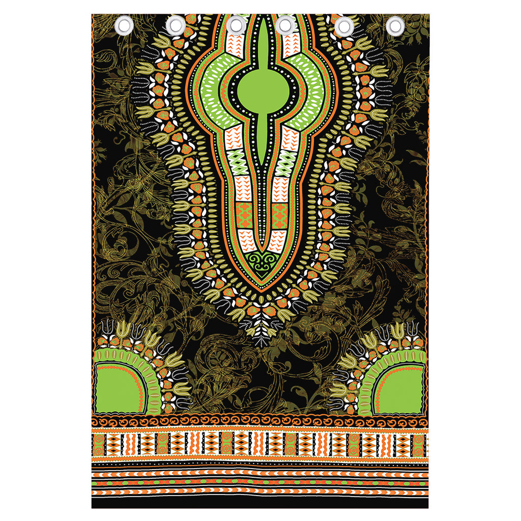 Orange And Black African Dashiki Print Curtain
