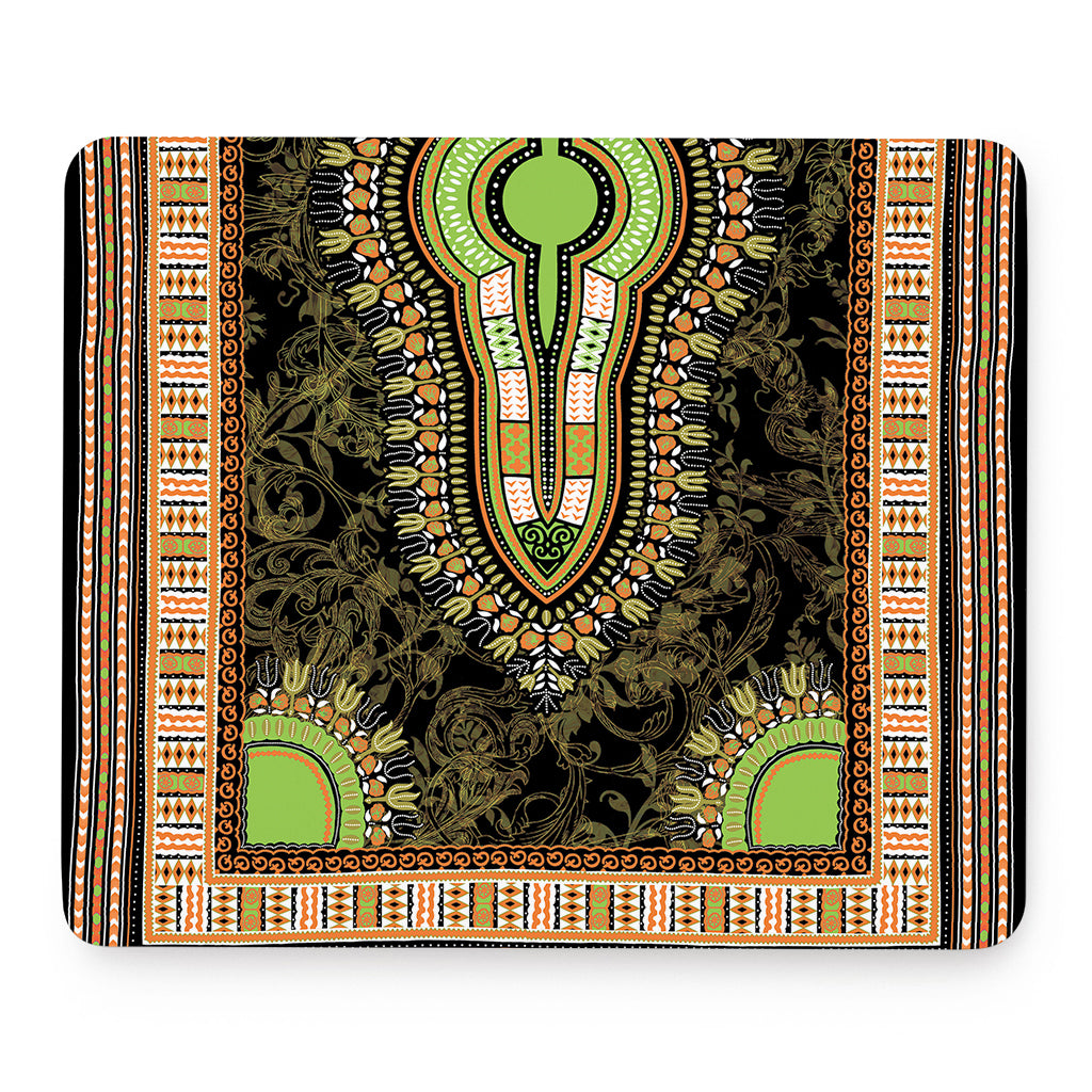 Orange And Black African Dashiki Print Mouse Pad