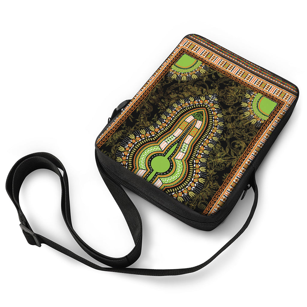 Orange And Black African Dashiki Print Rectangular Crossbody Bag