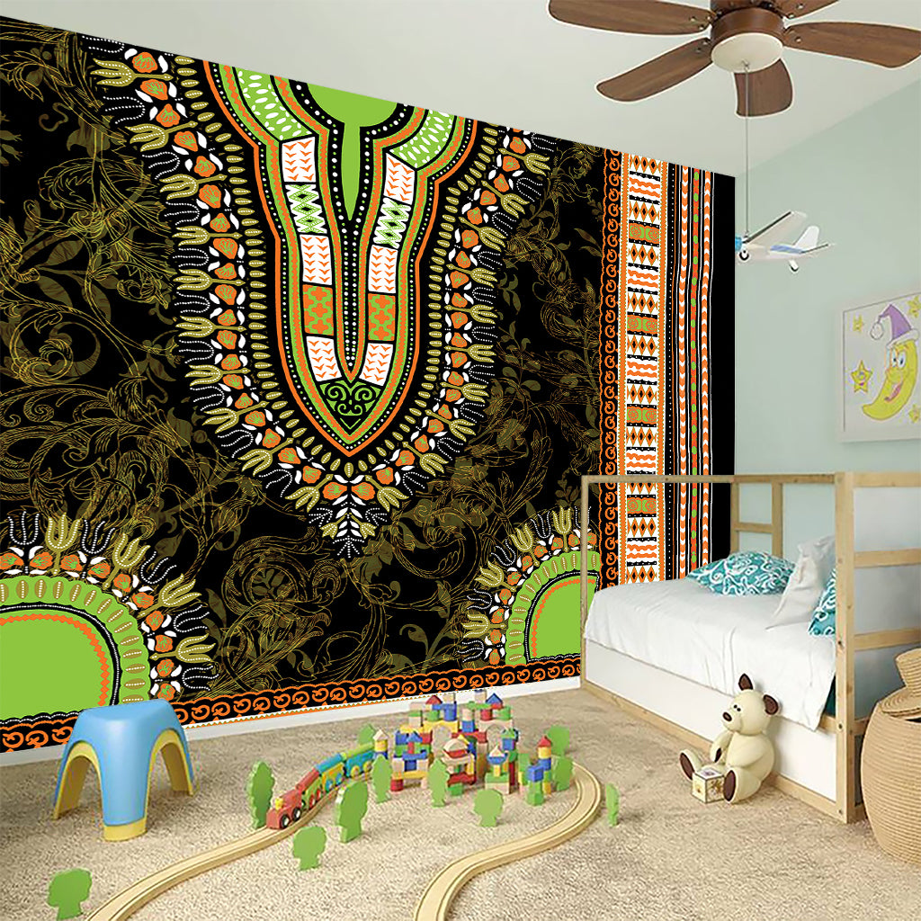 Orange And Black African Dashiki Print Wall Sticker