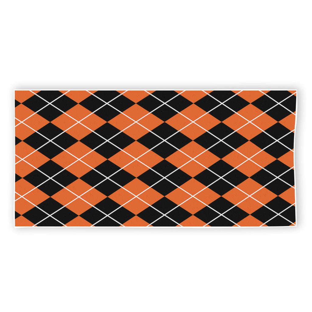 Orange And Black Argyle Print Beach Towel