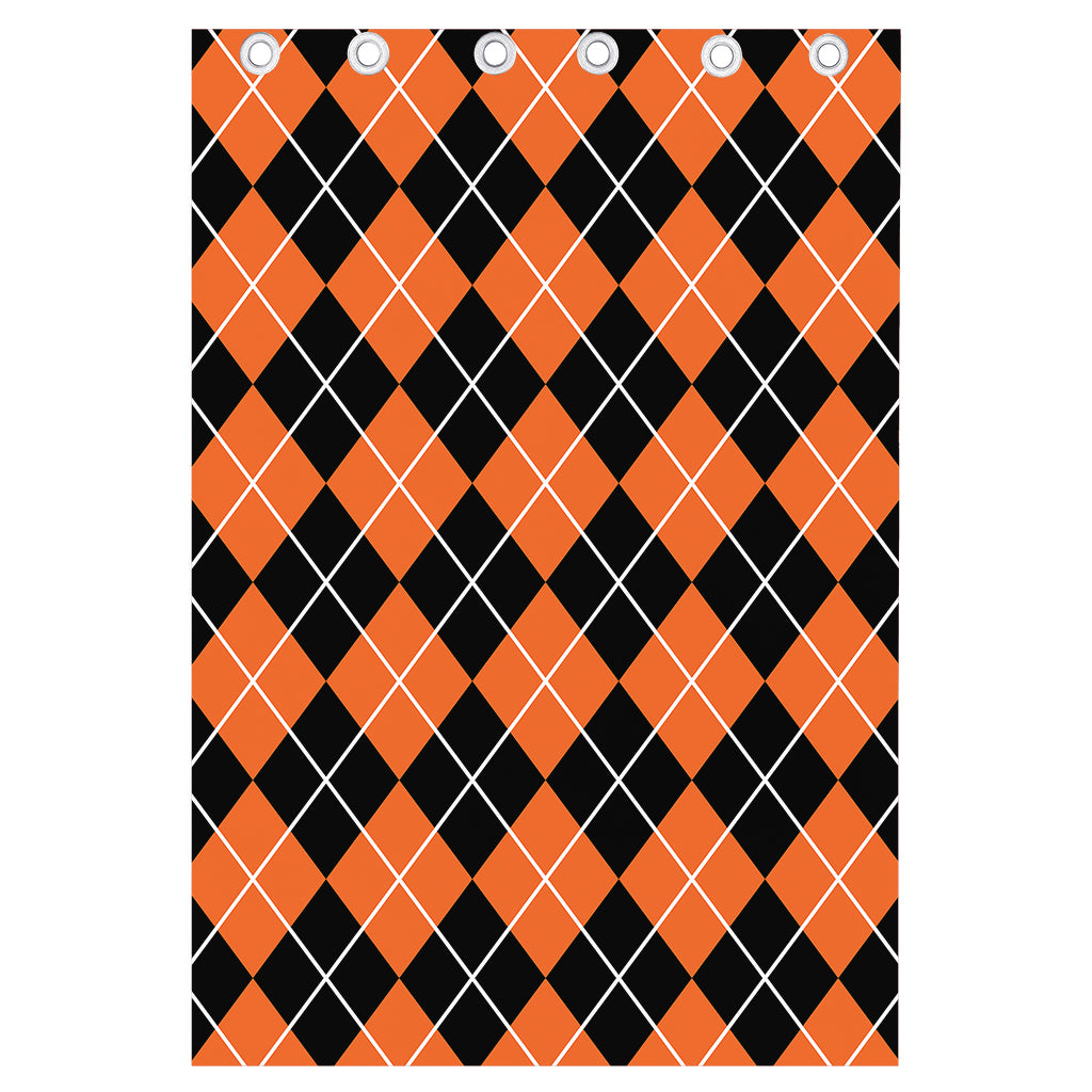 Orange And Black Argyle Print Curtain
