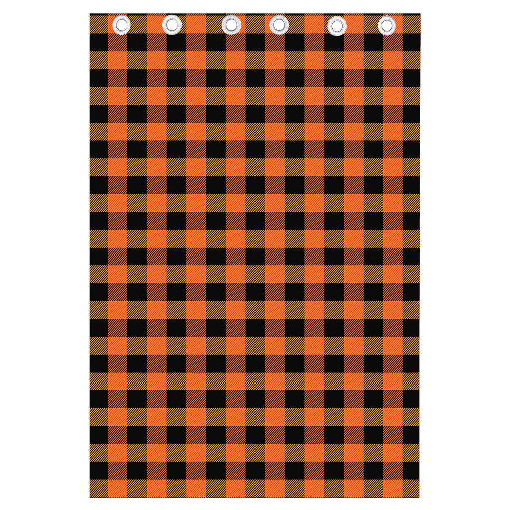 Orange And Black Buffalo Check Print Curtain