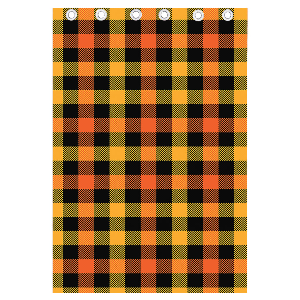 Orange And Black Buffalo Plaid Print Curtain