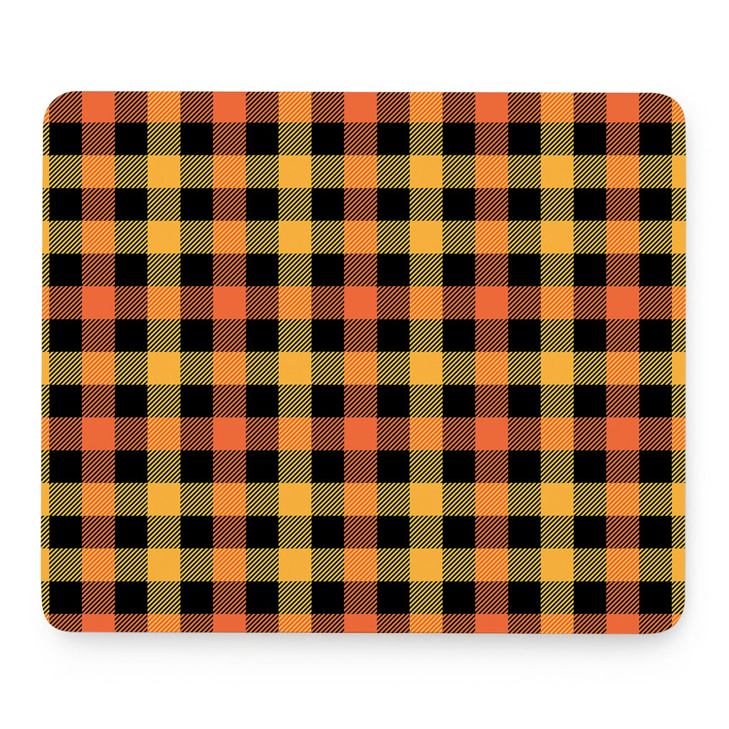 Orange And Black Buffalo Plaid Print Mouse Pad