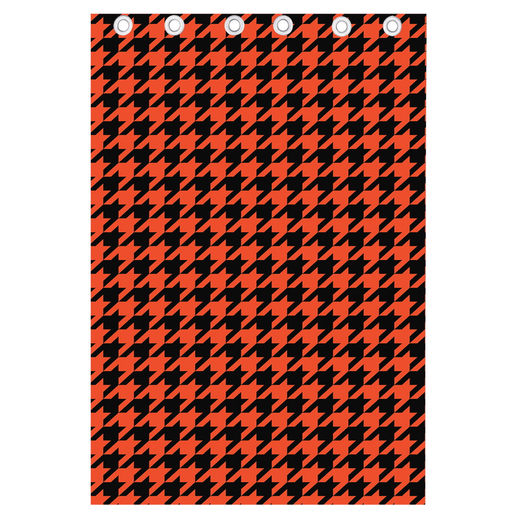 Orange And Black Houndstooth Print Curtain