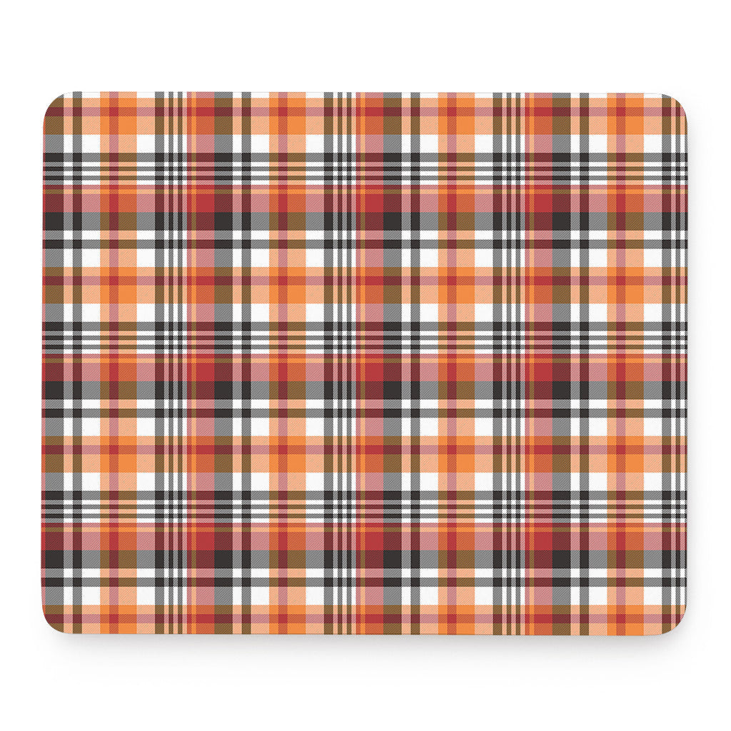 Orange And Black Madras Plaid Print Mouse Pad