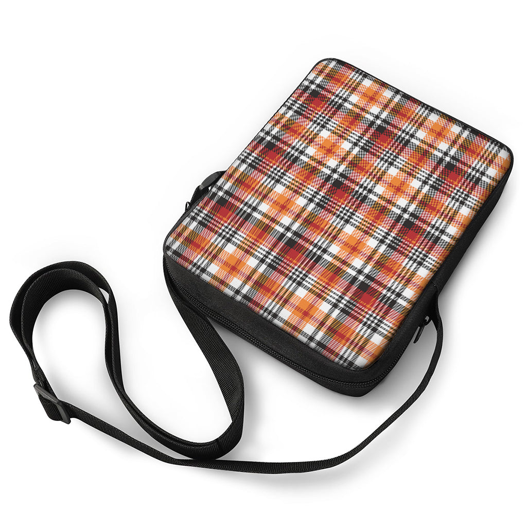 Orange And Black Madras Plaid Print Rectangular Crossbody Bag