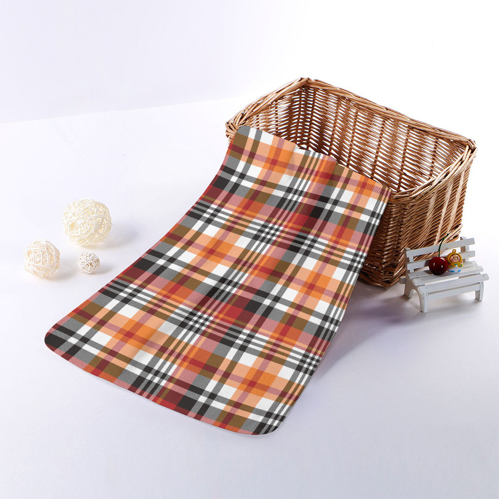 Orange And Black Madras Plaid Print Towel