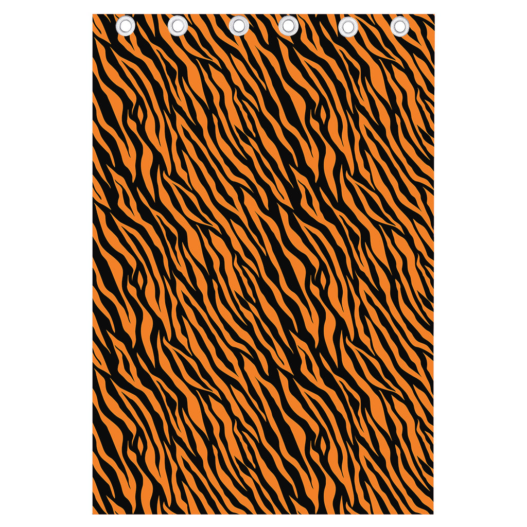Orange And Black Tiger Stripe Print Curtain