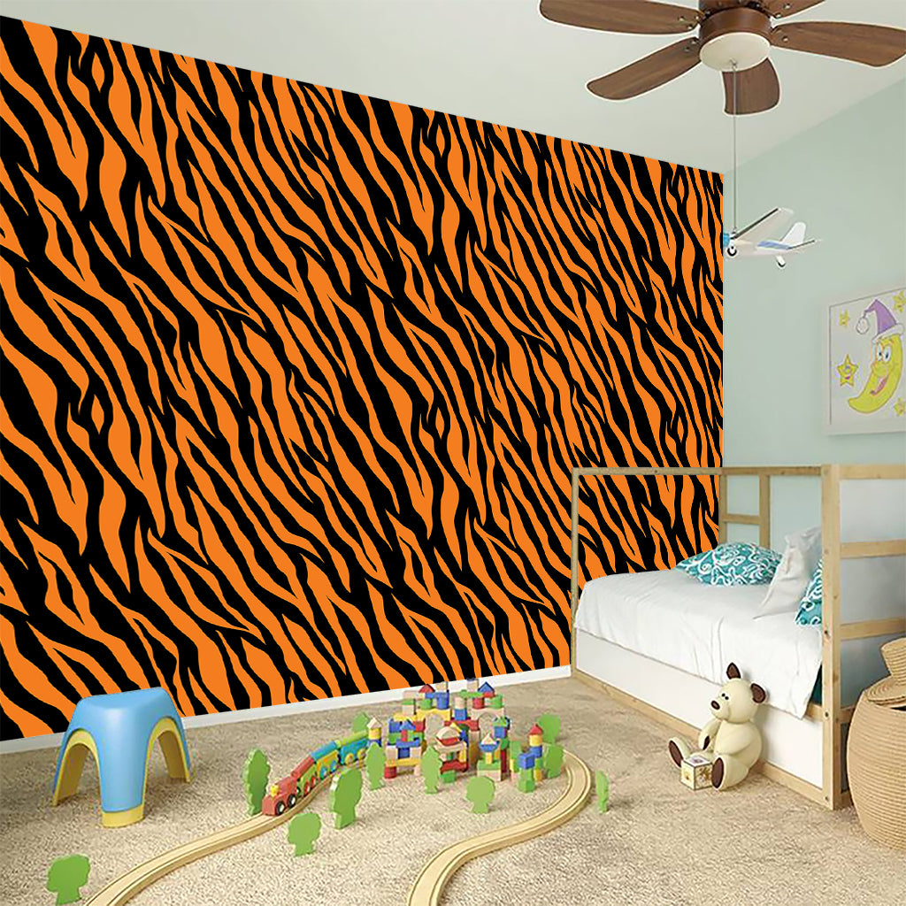 Orange And Black Tiger Stripe Print Wall Sticker